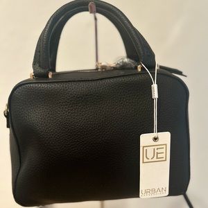 Urban Expressions Vegan Leather Black Satchel with Gold Hardware